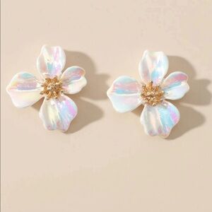 Pearlescent petal floral earrings